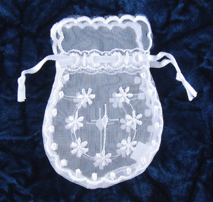 White Lace with Embroidery Pendulum Pouch - Click Image to Close