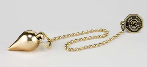 Brass Gold Yin-Yang Teardrop Divination Pendulum bc - Click Image to Close